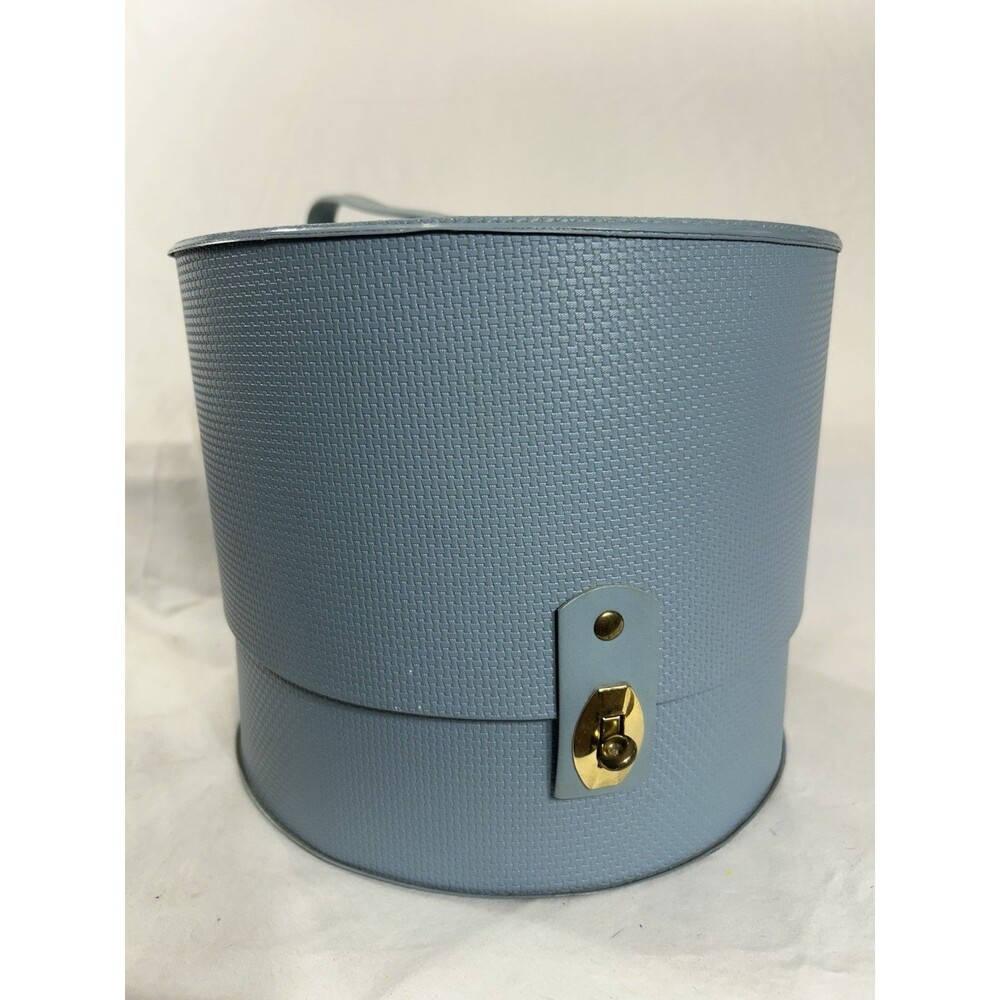 Vintage Everbest Hollywood FL Blue Wig Box Travel Carrier Case Holds 1 Wig USA